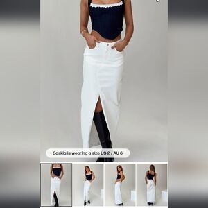 Cream Denim Maxi Skirt